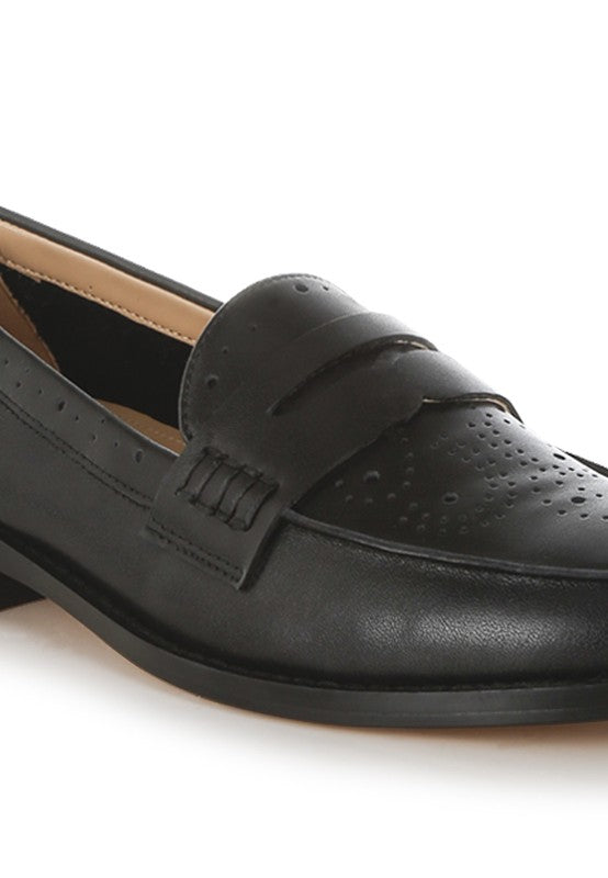 Clotilda Perforated Low Heel Loafers-Rag Company-[option4]-[option5]-[option6]-[option7]-[option8]-Shop-Boutique-Clothing-for-Women-Online