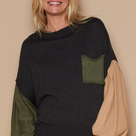 POL Color Block Roll Hem Hacci Sweater-Sweaters-Trendsi-Black-S-[option4]-[option5]-[option6]-[option7]-[option8]-Shop-Boutique-Clothing-for-Women-Online