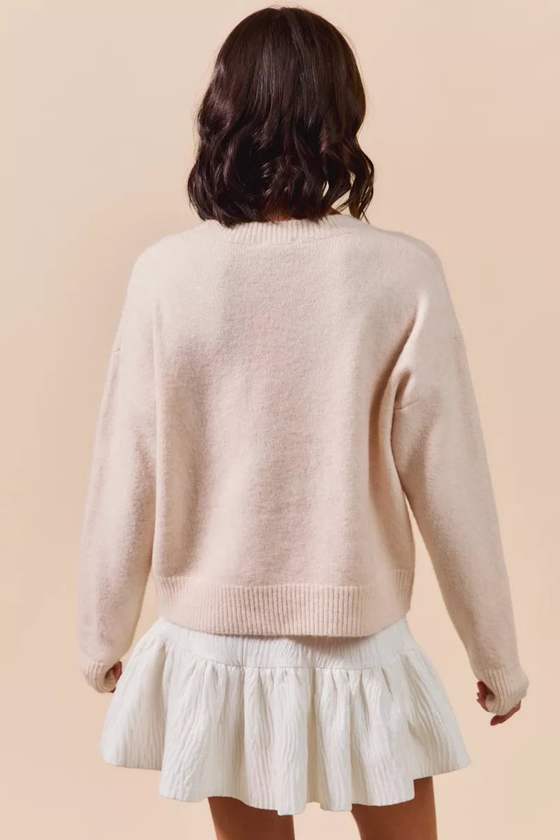 SO ME Embroidered Ribbon Round Neck Sweater-Sweaters-Trendsi-[option4]-[option5]-[option6]-[option7]-[option8]-Shop-Boutique-Clothing-for-Women-Online