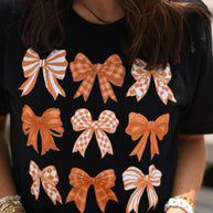 Orange and White Bows Tee-P&PD Wholesale-[option4]-[option5]-[option6]-[option7]-[option8]-Shop-Boutique-Clothing-for-Women-Online