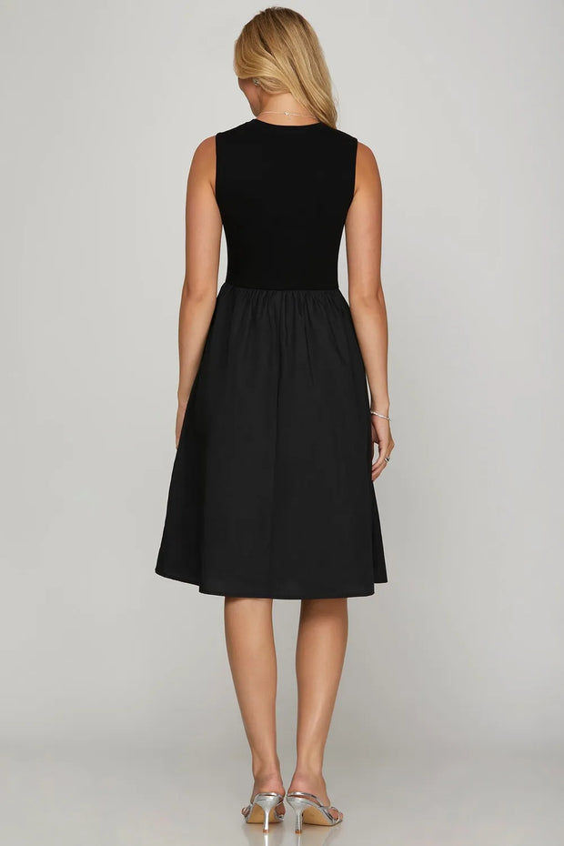 She + Sky Full Size Sleeveless Poplin Woven Midi Dress with Pockets-Dresses-Trendsi-[option4]-[option5]-[option6]-[option7]-[option8]-Shop-Boutique-Clothing-for-Women-Online