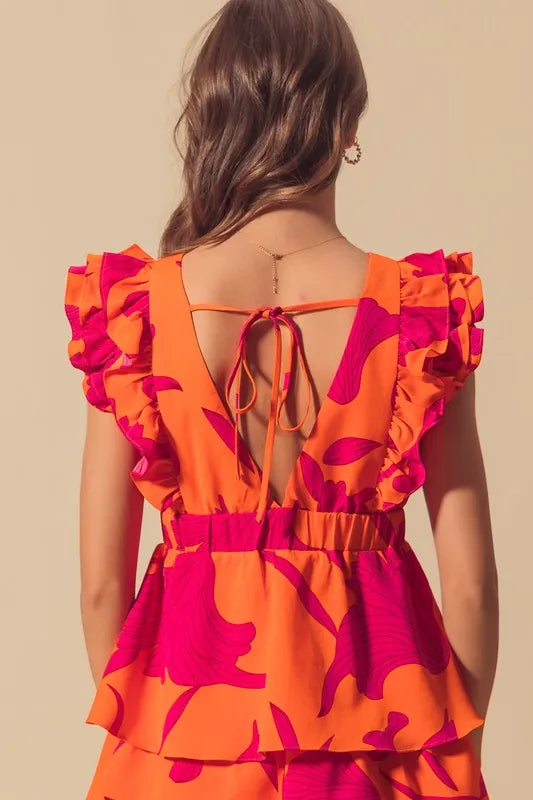SO ME Floral V Neck Layered Dress with Elasticized Waist-Dresses-Trendsi-[option4]-[option5]-[option6]-[option7]-[option8]-Shop-Boutique-Clothing-for-Women-Online