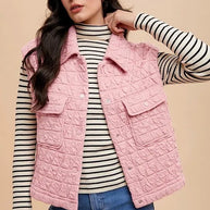 Annie Wear Texture Quilted Snap Down Vest Coat-Vest-Trendsi-Blush Pink-S-[option4]-[option5]-[option6]-[option7]-[option8]-Shop-Boutique-Clothing-for-Women-Online