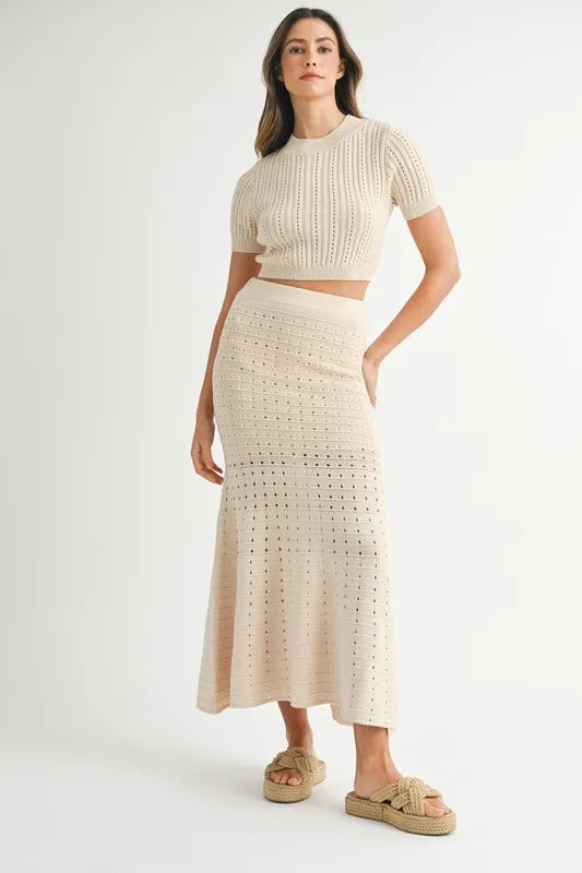 MABLE Pointelle Short Sleeve Crop Top and Slit Skirt Sweater Set-Sets-Trendsi-Cream-S-[option4]-[option5]-[option6]-[option7]-[option8]-Shop-Boutique-Clothing-for-Women-Online