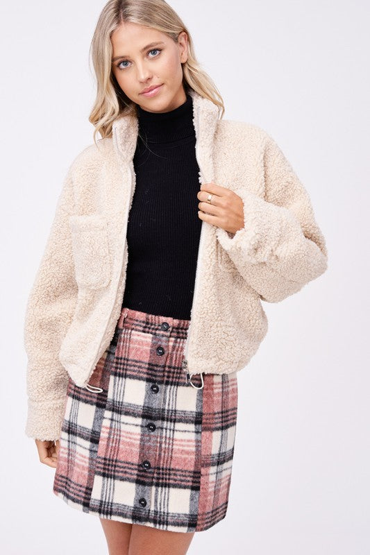 SHERPA JACKET WITH FRONT POCKETS-Emory Park-[option4]-[option5]-[option6]-[option7]-[option8]-Shop-Boutique-Clothing-for-Women-Online