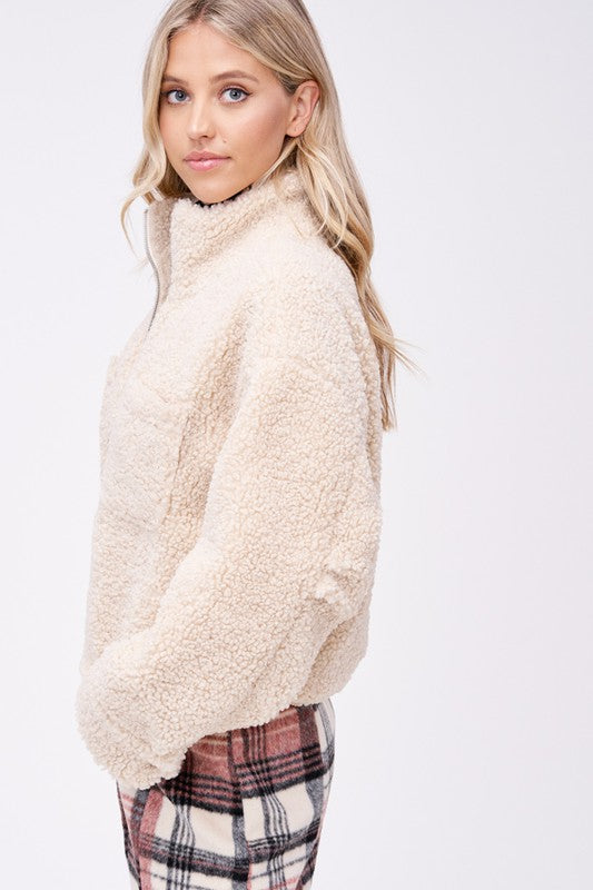 SHERPA JACKET WITH FRONT POCKETS-Emory Park-[option4]-[option5]-[option6]-[option7]-[option8]-Shop-Boutique-Clothing-for-Women-Online