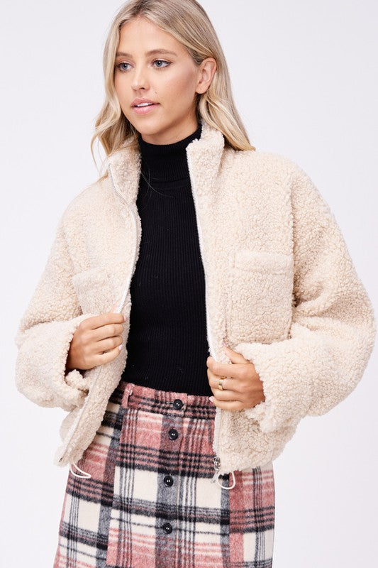 SHERPA JACKET WITH FRONT POCKETS-Emory Park-[option4]-[option5]-[option6]-[option7]-[option8]-Shop-Boutique-Clothing-for-Women-Online