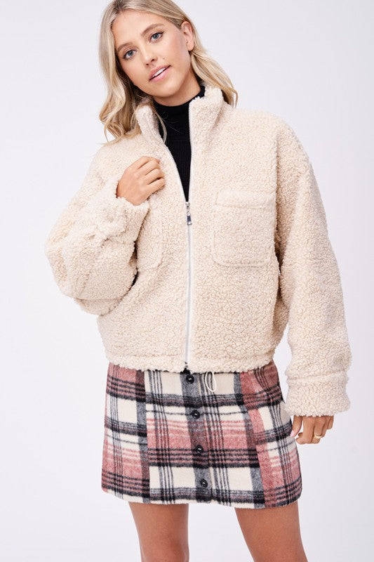 SHERPA JACKET WITH FRONT POCKETS-Emory Park-[option4]-[option5]-[option6]-[option7]-[option8]-Shop-Boutique-Clothing-for-Women-Online