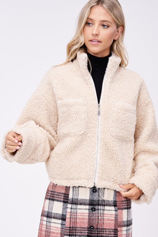 SHERPA JACKET WITH FRONT POCKETS-Emory Park-[option4]-[option5]-[option6]-[option7]-[option8]-Shop-Boutique-Clothing-for-Women-Online