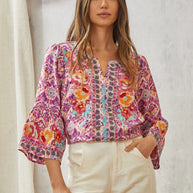 Print Embroidery Tunic Top-Tops-Ave Shops-[option4]-[option5]-[option6]-[option7]-[option8]-Shop-Boutique-Clothing-for-Women-Online