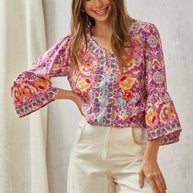 Print Embroidery Tunic Top-Tops-Ave Shops-[option4]-[option5]-[option6]-[option7]-[option8]-Shop-Boutique-Clothing-for-Women-Online