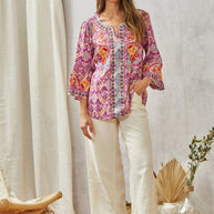 Print Embroidery Tunic Top-Tops-Ave Shops-[option4]-[option5]-[option6]-[option7]-[option8]-Shop-Boutique-Clothing-for-Women-Online