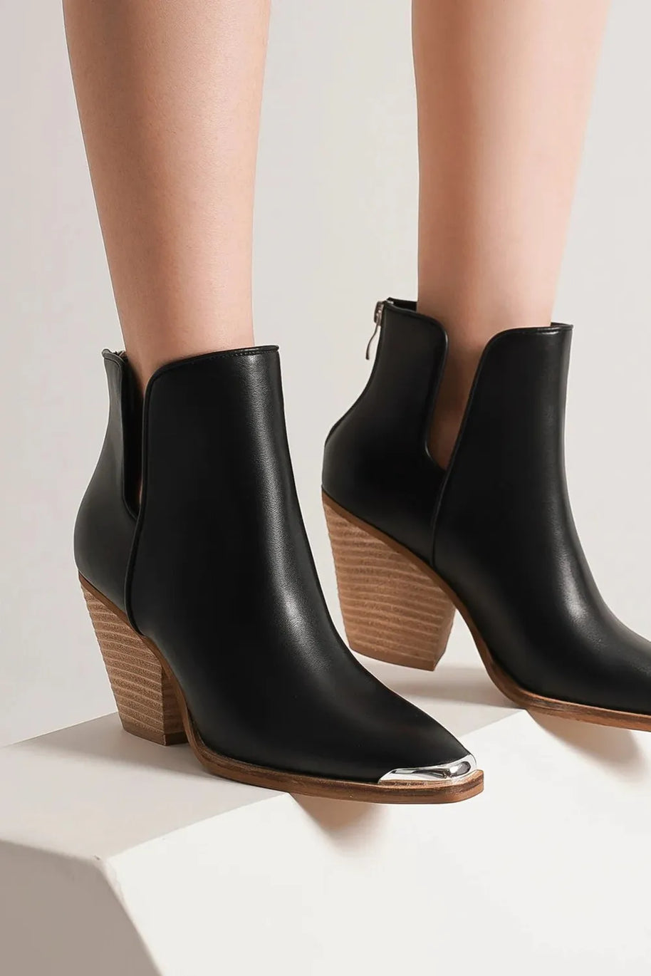 Beast Fashion Pointed Metal-Tip Toe Block Heel Ankle Boots-Boots-Trendsi-Black-5.5-[option4]-[option5]-[option6]-[option7]-[option8]-Shop-Boutique-Clothing-for-Women-Online