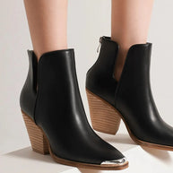 Beast Fashion Pointed Metal-Tip Toe Block Heel Ankle Boots-Boots-Trendsi-Black-5.5-[option4]-[option5]-[option6]-[option7]-[option8]-Shop-Boutique-Clothing-for-Women-Online