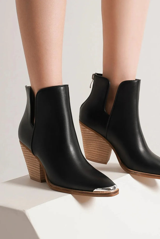 Beast Fashion Pointed Metal-Tip Toe Block Heel Ankle Boots-Boots-Trendsi-Black-5.5-[option4]-[option5]-[option6]-[option7]-[option8]-Shop-Boutique-Clothing-for-Women-Online