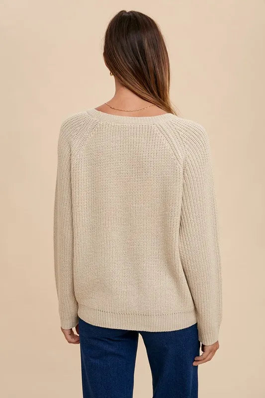 Annie Wear HELLO Embroidered Raglan Sleeve Sweater-Sweaters-Trendsi-[option4]-[option5]-[option6]-[option7]-[option8]-Shop-Boutique-Clothing-for-Women-Online
