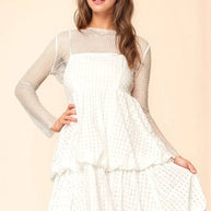 Davi & Dani Checker Print Side Pockets Textured Mini Dress-Dresses-Trendsi-White-S-[option4]-[option5]-[option6]-[option7]-[option8]-Shop-Boutique-Clothing-for-Women-Online