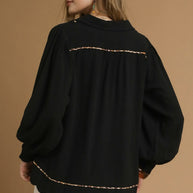 Linen Scallop Hem Blouse with Contrast Trim-Blouses-Trendsi-[option4]-[option5]-[option6]-[option7]-[option8]-Shop-Boutique-Clothing-for-Women-Online