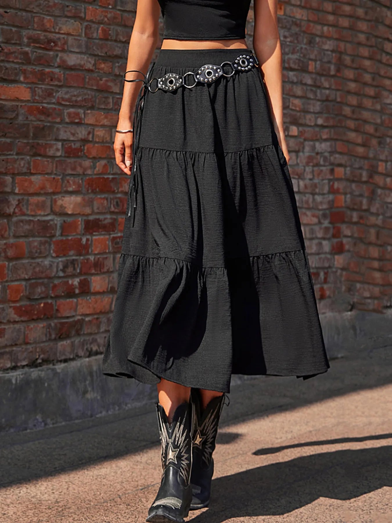 Tiered Midi Skirt-Skirts-Trendsi-[option4]-[option5]-[option6]-[option7]-[option8]-Shop-Boutique-Clothing-for-Women-Online