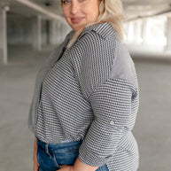 Mixed Houndstooth Button Up Top-Womens-Ave Shops-[option4]-[option5]-[option6]-[option7]-[option8]-Shop-Boutique-Clothing-for-Women-Online