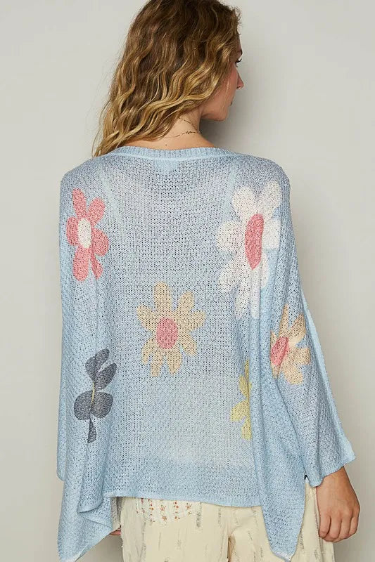 POL Flower Dropped Shoulder Long Sleeve Knit Top-knit top-Trendsi-[option4]-[option5]-[option6]-[option7]-[option8]-Shop-Boutique-Clothing-for-Women-Online