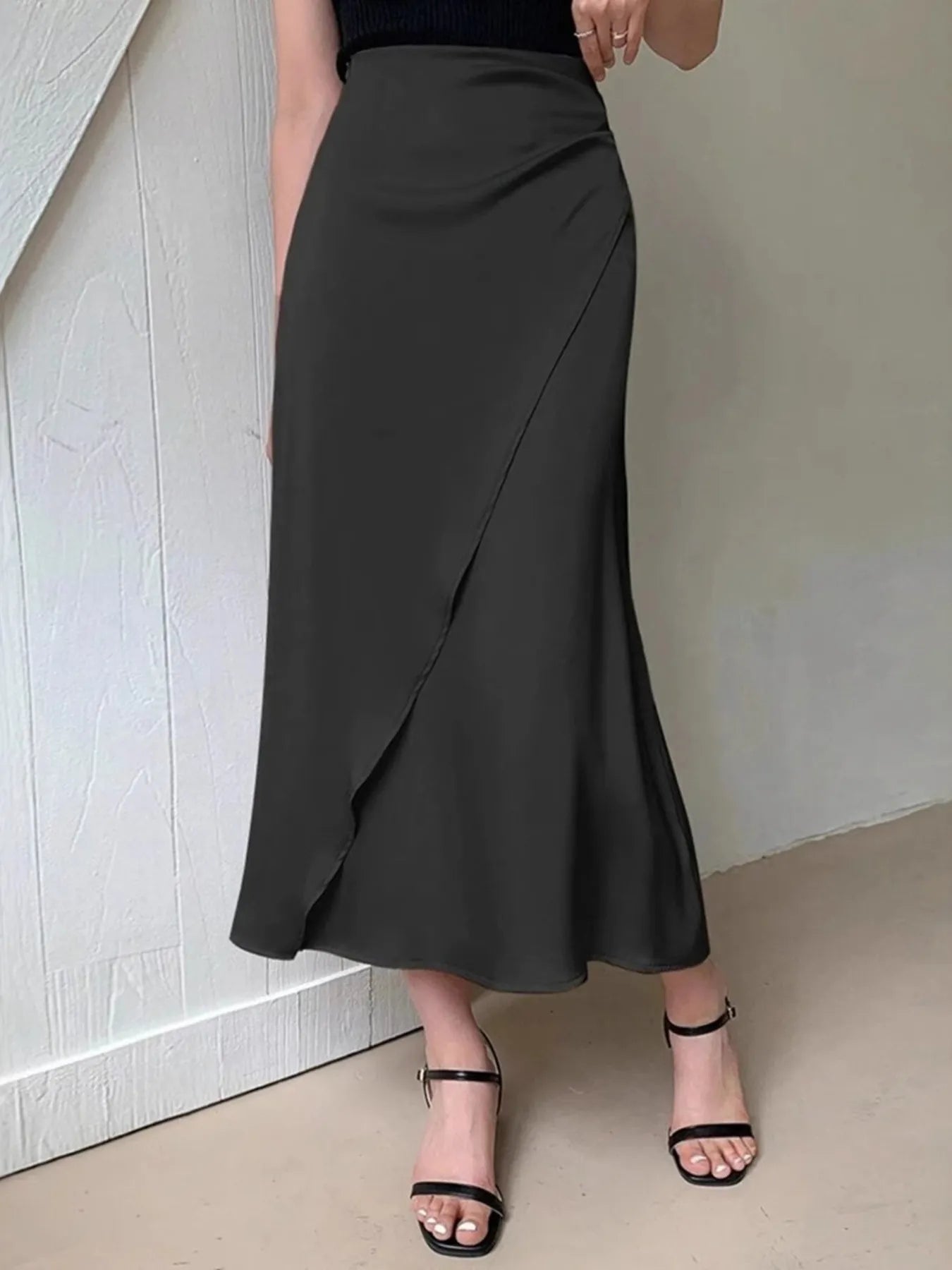 Asymmetric Wrap Midi Skirt with Fluted Hem-Skirts-Trendsi-Black-S-[option4]-[option5]-[option6]-[option7]-[option8]-Shop-Boutique-Clothing-for-Women-Online