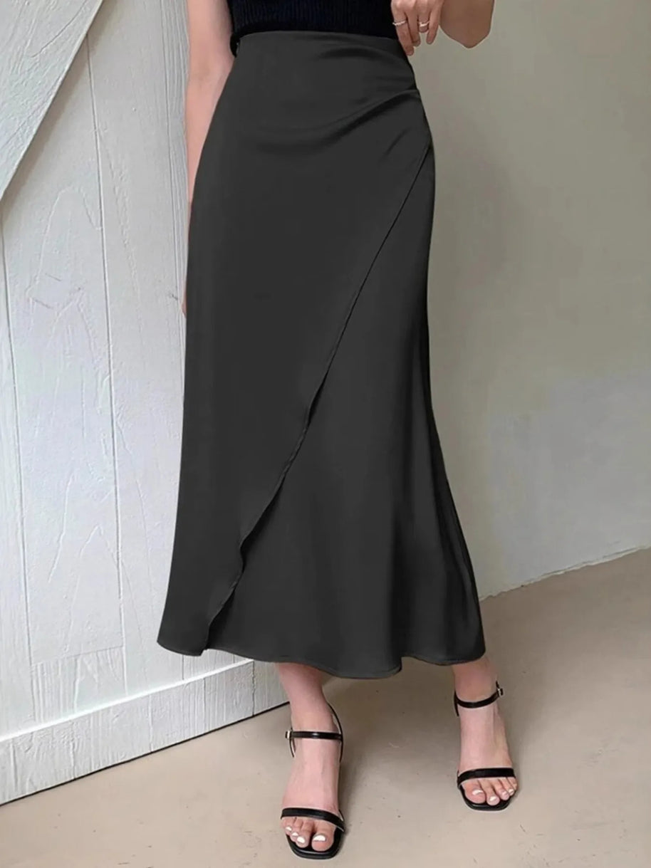 Asymmetric Wrap Midi Skirt with Fluted Hem-Skirts-Trendsi-Black-S-[option4]-[option5]-[option6]-[option7]-[option8]-Shop-Boutique-Clothing-for-Women-Online