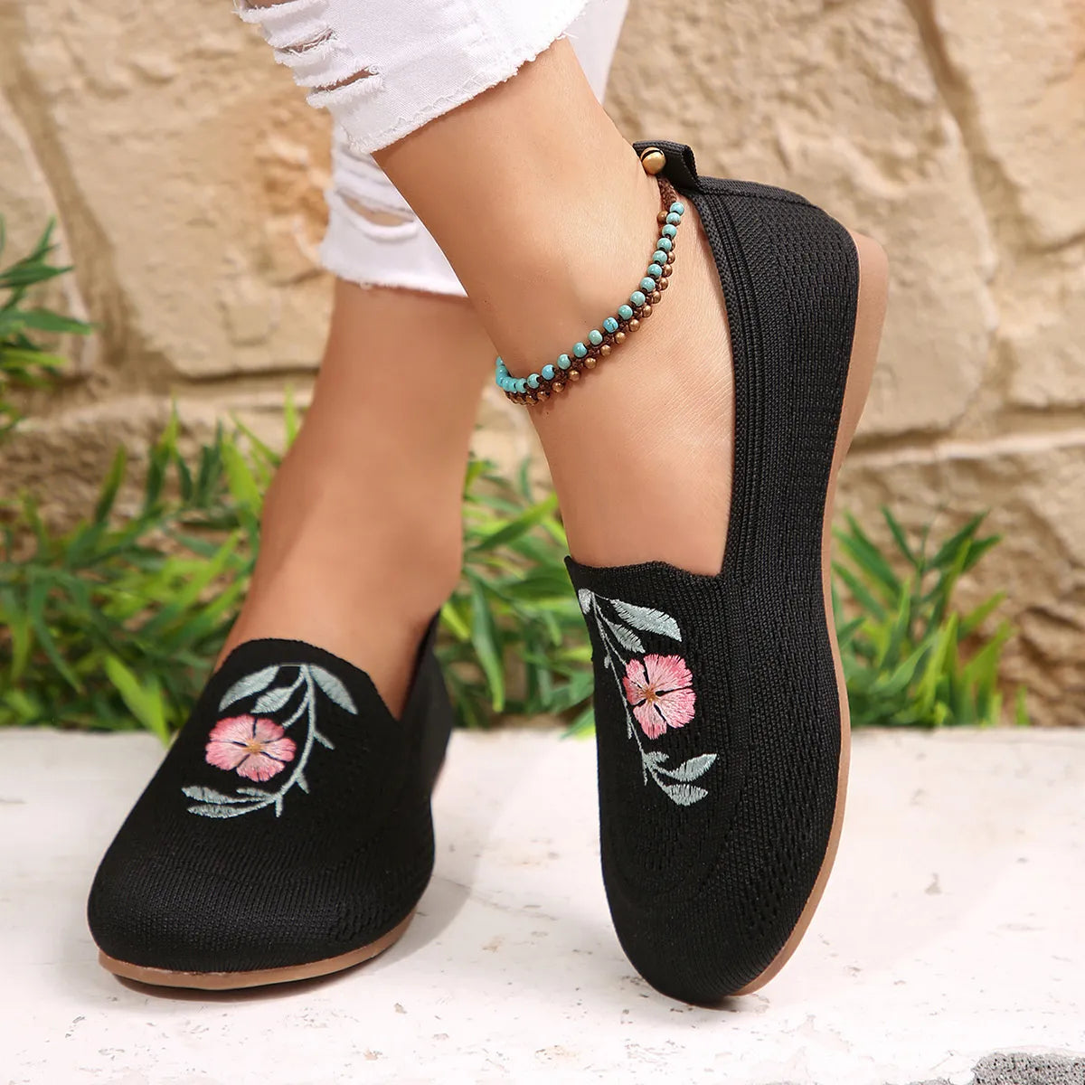 Embroidered Mesh Slip-Ons-135 Flats-Trendsi-Black-36-[option4]-[option5]-[option6]-[option7]-[option8]-Shop-Boutique-Clothing-for-Women-Online