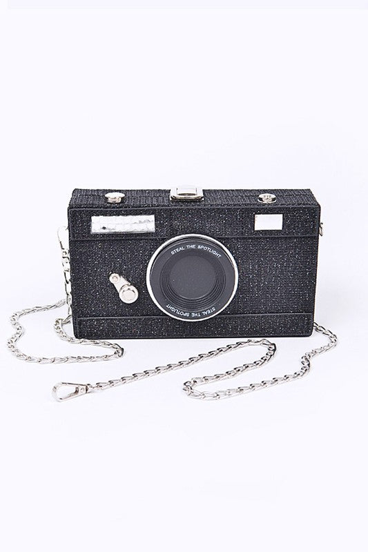 Metallic Camera Box Clutch-Artini Accessories-Black-O/S-[option4]-[option5]-[option6]-[option7]-[option8]-Shop-Boutique-Clothing-for-Women-Online