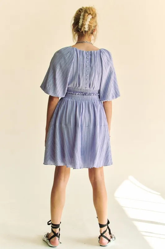 Davi & Dani Back Button Puff Sleeve Mini Dress-Dresses-Trendsi-[option4]-[option5]-[option6]-[option7]-[option8]-Shop-Boutique-Clothing-for-Women-Online
