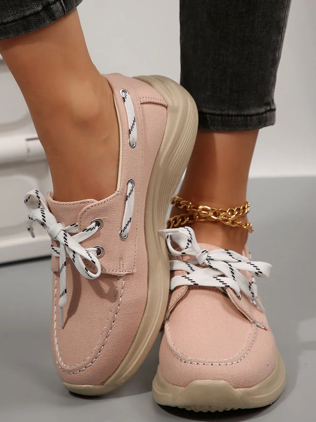 Lace Up Round Toe Sneakers-Sneakers-Trendsi-Pink-36-[option4]-[option5]-[option6]-[option7]-[option8]-Shop-Boutique-Clothing-for-Women-Online
