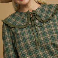 Umgee Full Size Plaid Ruffle Collar Blouse-Blouses-Trendsi-[option4]-[option5]-[option6]-[option7]-[option8]-Shop-Boutique-Clothing-for-Women-Online
