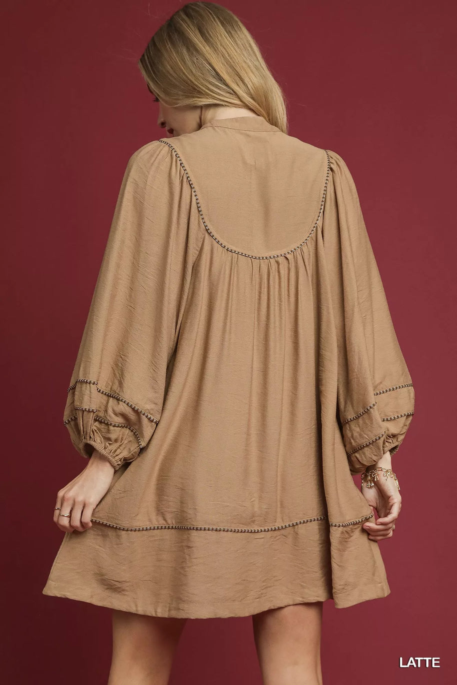 Umgee Boho Peasant Mini Dress with Trim Detail-Dresses-Trendsi-[option4]-[option5]-[option6]-[option7]-[option8]-Shop-Boutique-Clothing-for-Women-Online