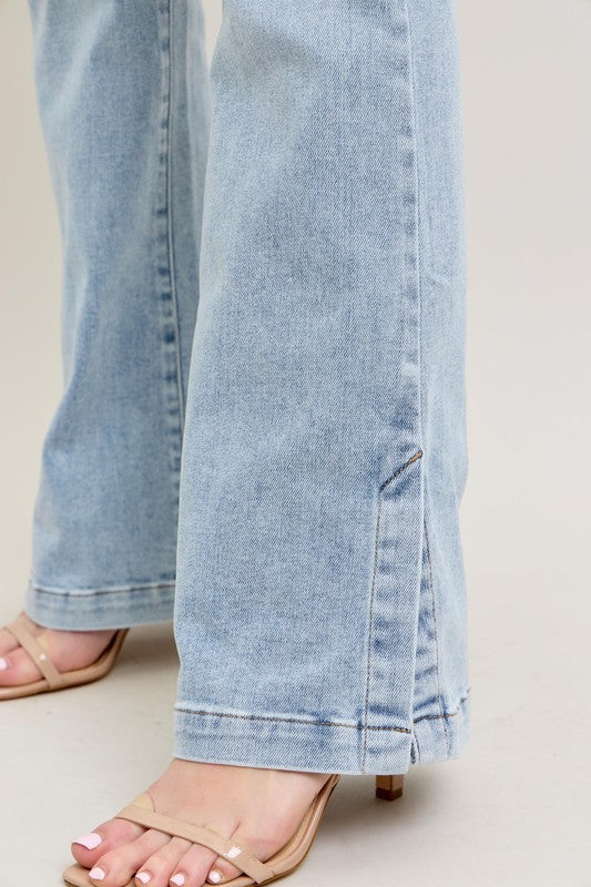 Judy Blue Tummy Control Vintage Wash Side Slit Slim Boot Jeans-Trendsi-[option4]-[option5]-[option6]-[option7]-[option8]-Shop-Boutique-Clothing-for-Women-Online