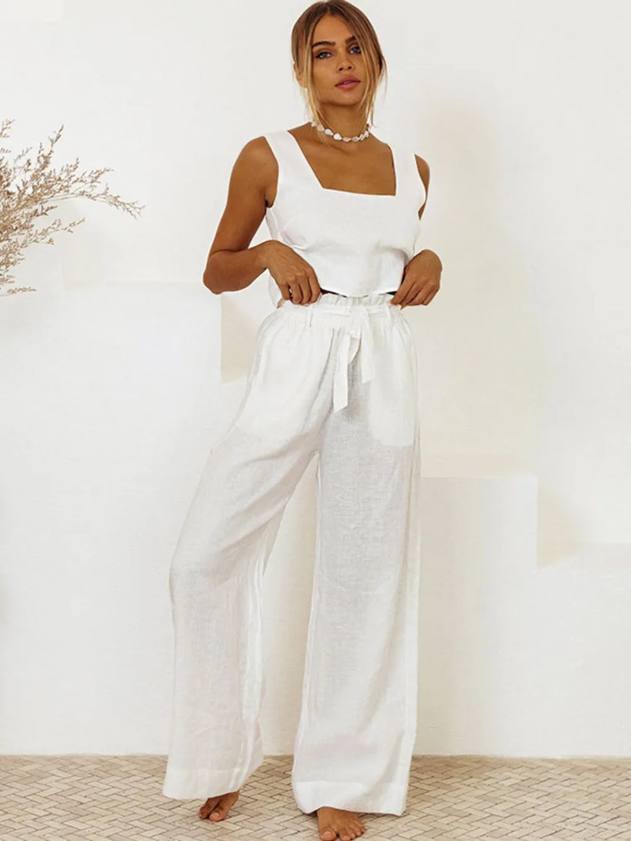 Square Neck Sleeveless Top and Pants Set-Sets-Trendsi-White-S-[option4]-[option5]-[option6]-[option7]-[option8]-Shop-Boutique-Clothing-for-Women-Online