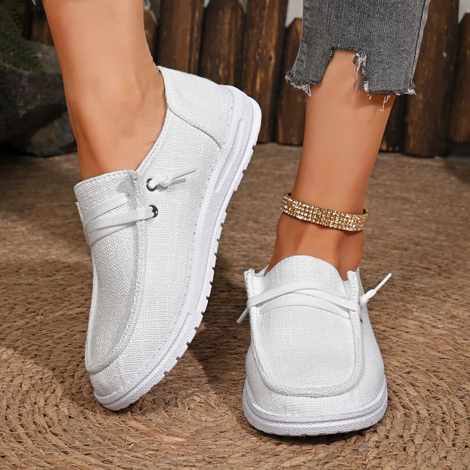 Round Toe Canvas Slip-Ons-120 Sneakers-Trendsi-White-36(US5)-[option4]-[option5]-[option6]-[option7]-[option8]-Shop-Boutique-Clothing-for-Women-Online