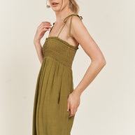 SMOCKED TIE STRAP JUMPSUIT-Jade By Jane-[option4]-[option5]-[option6]-[option7]-[option8]-Shop-Boutique-Clothing-for-Women-Online