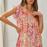Babydoll Print Top with Floral Embroidery-Tops-Ave Shops-[option4]-[option5]-[option6]-[option7]-[option8]-Shop-Boutique-Clothing-for-Women-Online