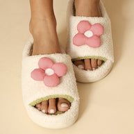 Sherpa slippers with contrast 3D flower detail-Miss Sparkling-Pink Flower-37/38-[option4]-[option5]-[option6]-[option7]-[option8]-Shop-Boutique-Clothing-for-Women-Online