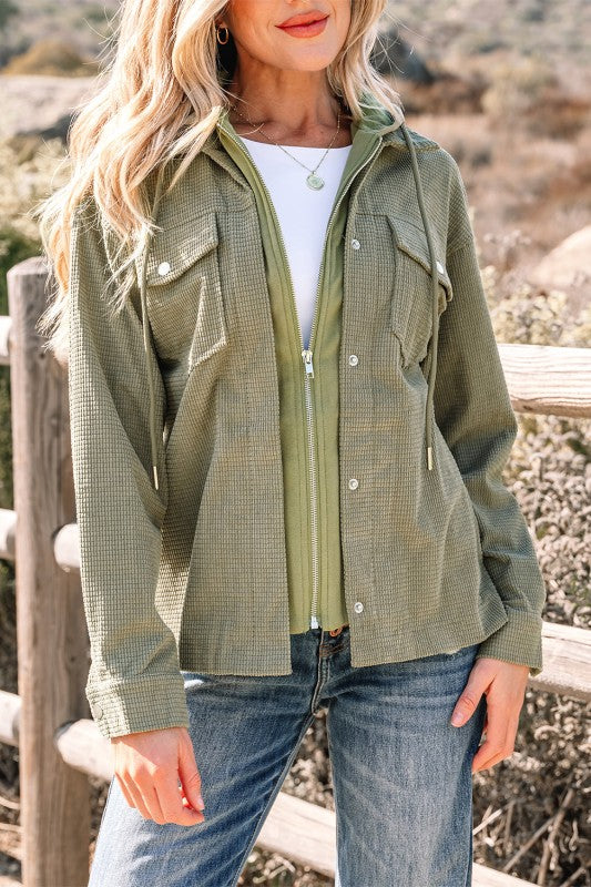 Textured Knit Pocketed Drawstring Hooded Jacket-JUNIPER BLVD-Beige-S-[option4]-[option5]-[option6]-[option7]-[option8]-Shop-Boutique-Clothing-for-Women-Online