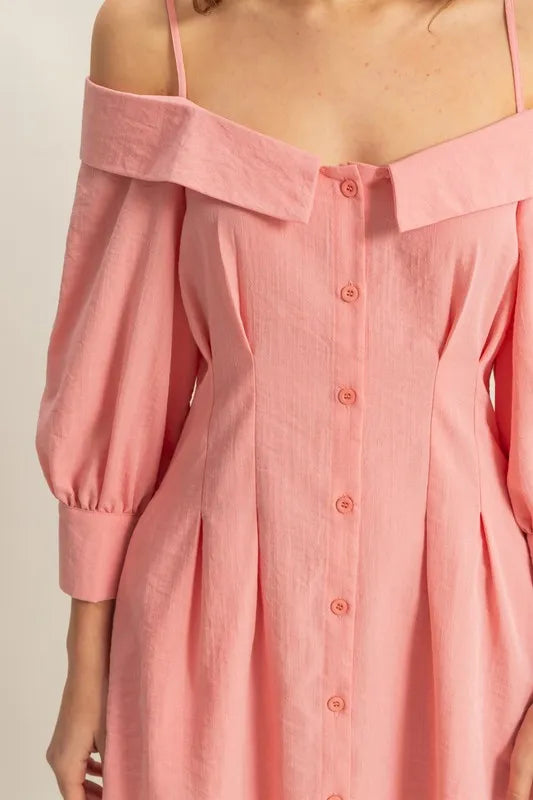 HYFVE Button Down Spaghetti Strap Mini Dress with Pockets-Dresses-Trendsi-[option4]-[option5]-[option6]-[option7]-[option8]-Shop-Boutique-Clothing-for-Women-Online