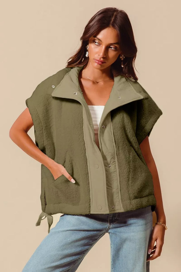 SO ME Over Sized Soft Sherpa Fur Sleeveless Vest Jacket-Vest-Trendsi-OLIVE-S-[option4]-[option5]-[option6]-[option7]-[option8]-Shop-Boutique-Clothing-for-Women-Online