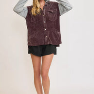 Umgee Contrast Hooded Chenille Jacket-Coats & Jackets-Trendsi-[option4]-[option5]-[option6]-[option7]-[option8]-Shop-Boutique-Clothing-for-Women-Online