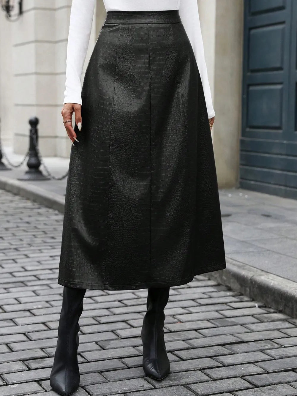 High Waist Midi Skirt-Skirts-Trendsi-Black-XS-[option4]-[option5]-[option6]-[option7]-[option8]-Shop-Boutique-Clothing-for-Women-Online