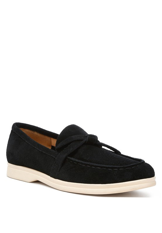 Nautica Genuine Suede Knot Detailed Loafers-Rag Company-Black-US-5 / UK-3 / EU-36-[option4]-[option5]-[option6]-[option7]-[option8]-Shop-Boutique-Clothing-for-Women-Online