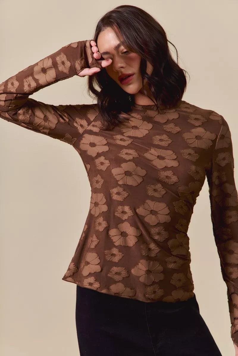 SO ME Stretched Jacquard Casual Tops with Thumb Opening-Blouses-Trendsi-[option4]-[option5]-[option6]-[option7]-[option8]-Shop-Boutique-Clothing-for-Women-Online