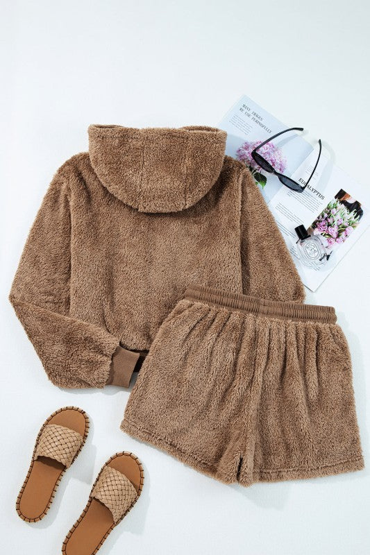 Sherpa Zip-Up Hoodie and Drawstring Shorts Set-JUNIPER BLVD-[option4]-[option5]-[option6]-[option7]-[option8]-Shop-Boutique-Clothing-for-Women-Online