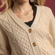 Umgee Chunky Cable Knit V-Neck Button-Up Cardigan-Cardigan-Trendsi-[option4]-[option5]-[option6]-[option7]-[option8]-Shop-Boutique-Clothing-for-Women-Online