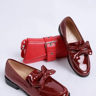 Araminta Classic Chunky Bow Loafers-Rag Company-Burgundy-US-5 / UK-3 / EU-36-[option4]-[option5]-[option6]-[option7]-[option8]-Shop-Boutique-Clothing-for-Women-Online
