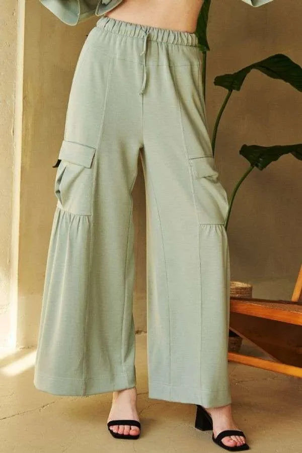 Davi & Dani Drawstring Ruched Detail Wide Leg Pants-Pants-Trendsi-[option4]-[option5]-[option6]-[option7]-[option8]-Shop-Boutique-Clothing-for-Women-Online